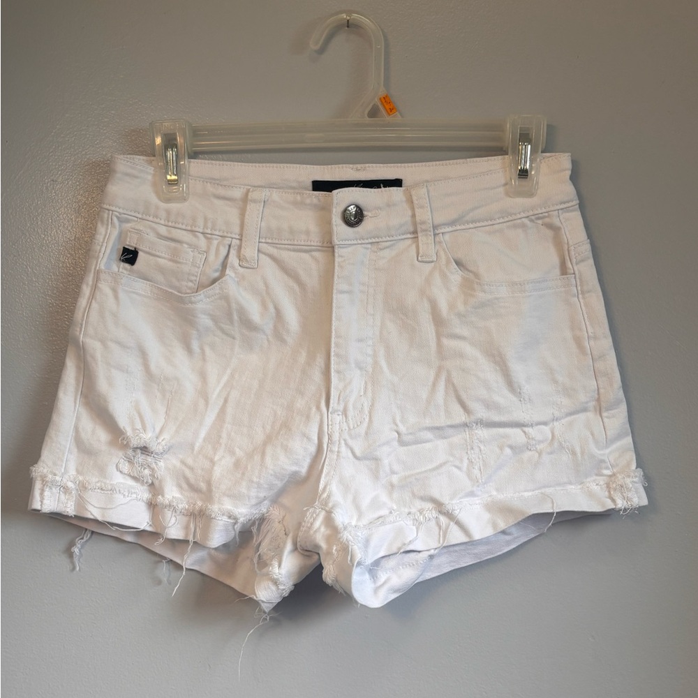 Kancan Estilo White Distressed Women's Denim Shorts Sz M